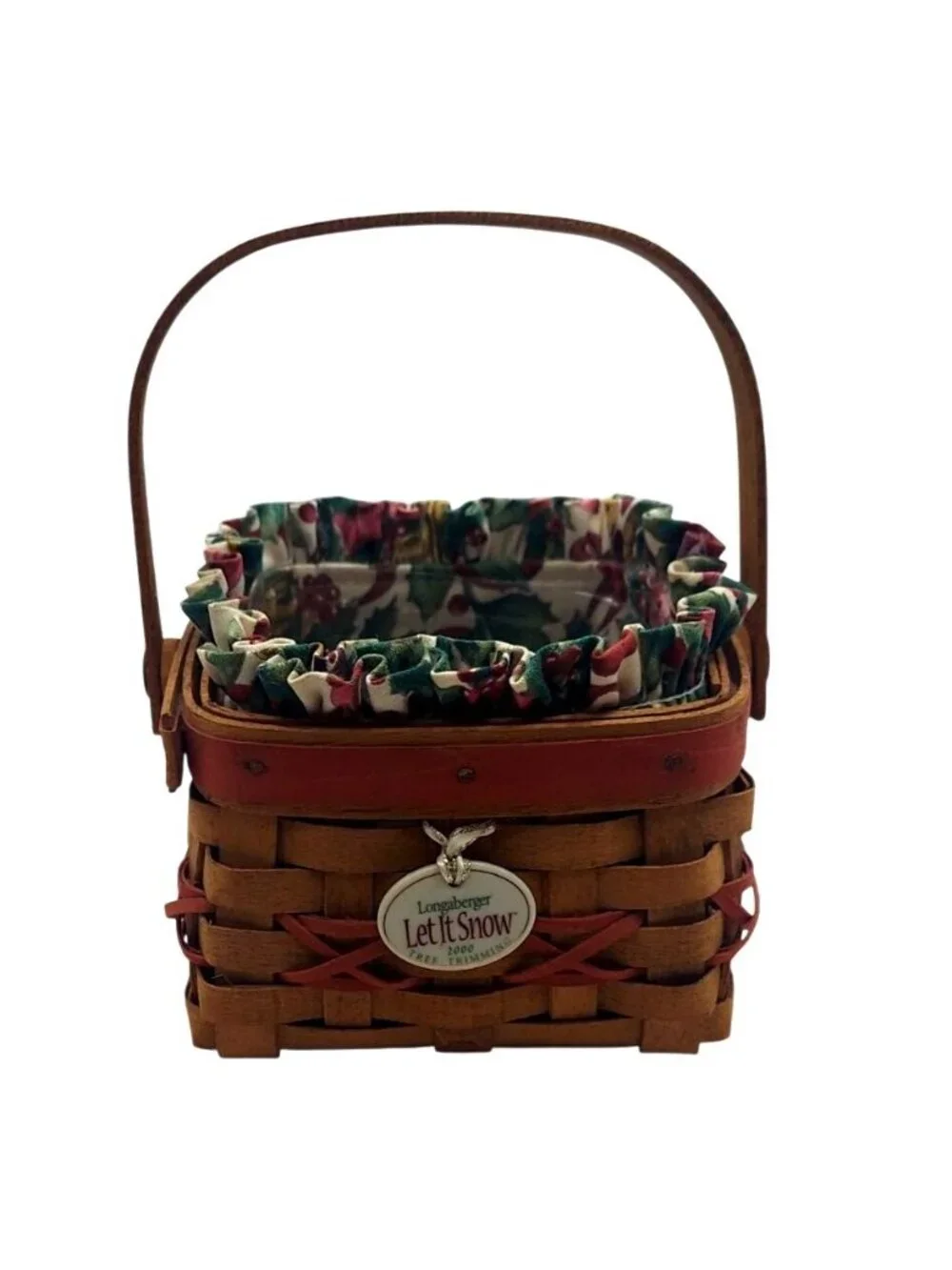 Longaberger 2000 Let It Snow Tree Trimming Basket Set Holly Liners & Protectors